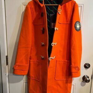 NWT Rowing Blazers Bright Orange Hooded Pea Coat Toggle Closure Men's Small